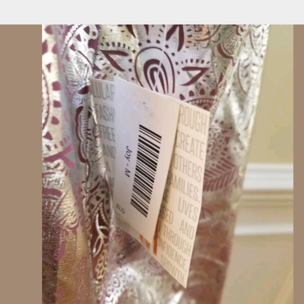 LuLaRoe Joy Pink Silver Paisley Vest Duster Medium - Picture 5 of 8
